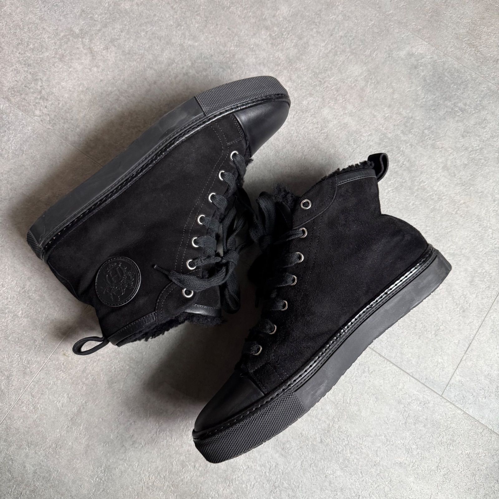 HERMES エルメス JIMMY ムートン ボア レザー ハイカットスニーカー