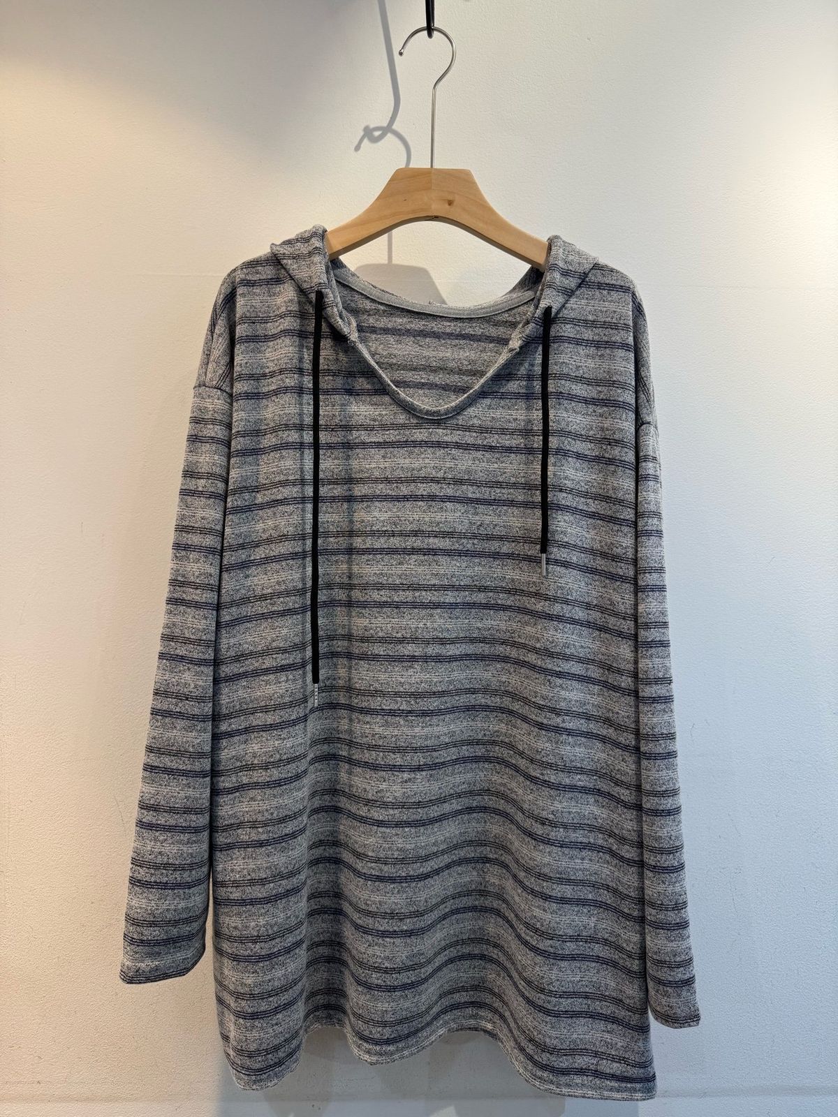 7090-0 ボーダー柄 WHO Tシャツ 季節の変わり目 春新商品 オーバーサイズ カットソー ロングTシャツ