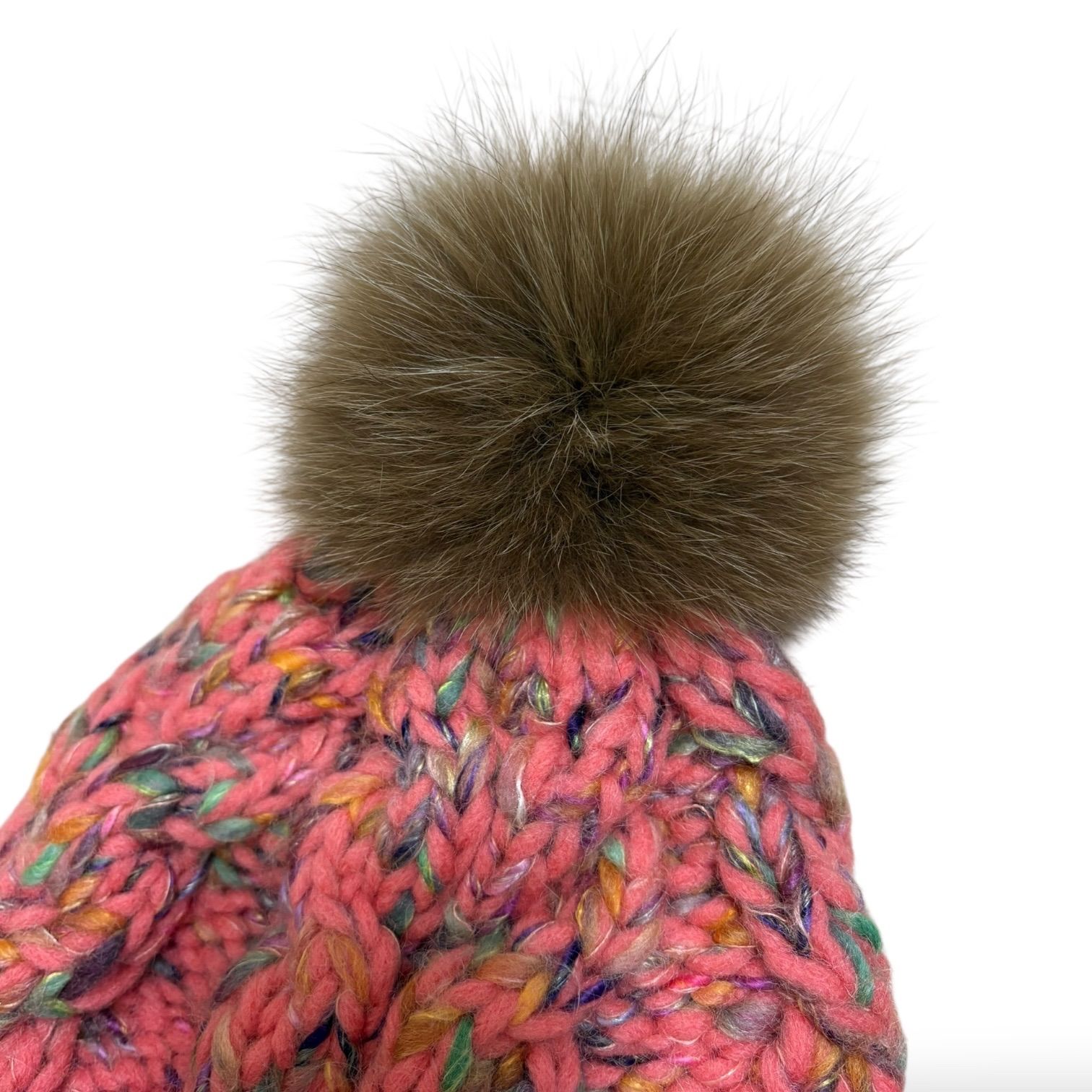 極美品 CA4LA カシラ ニット帽 フォックスファー マルチカラー ポップ