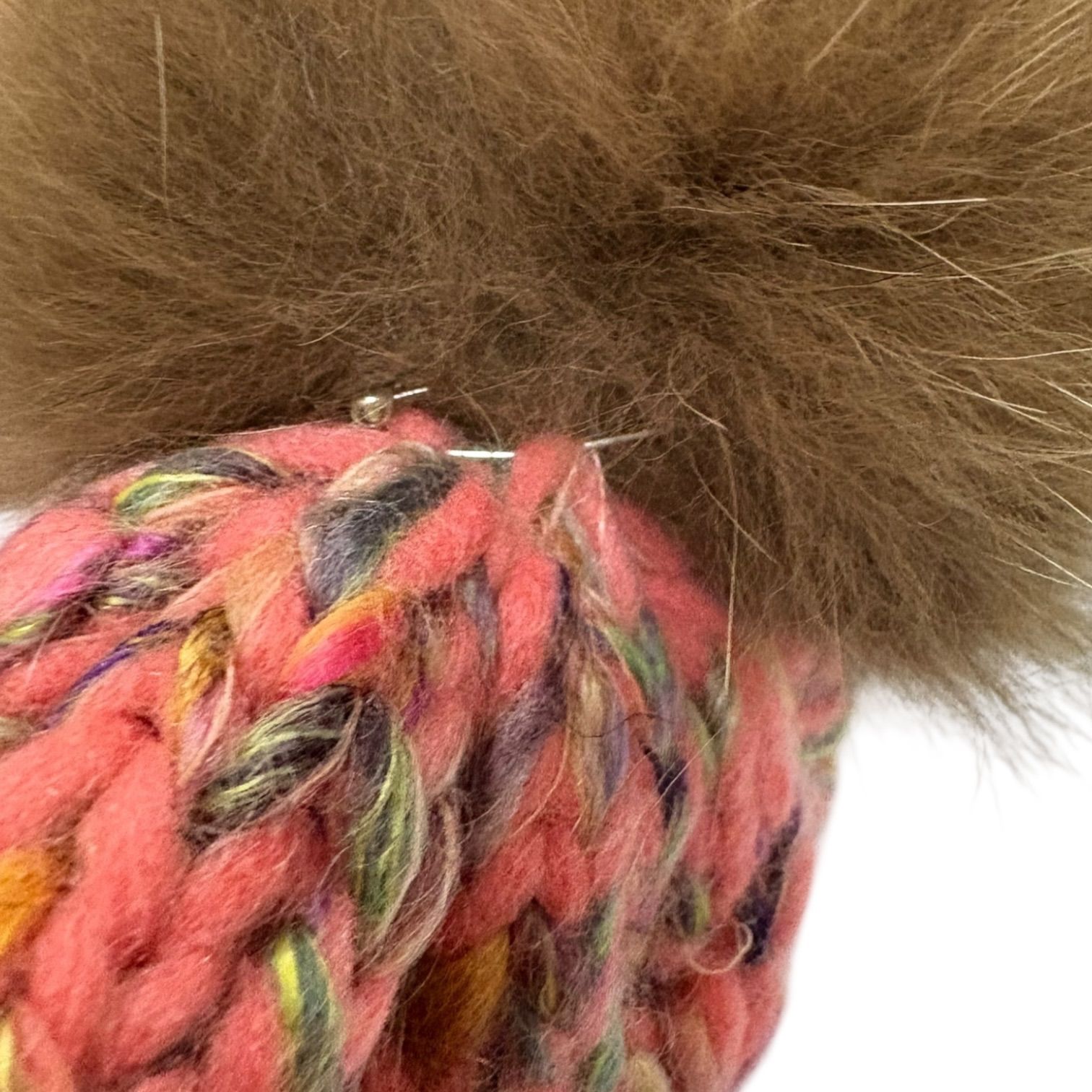 極美品 CA4LA カシラ ニット帽 フォックスファー マルチカラー ポップ