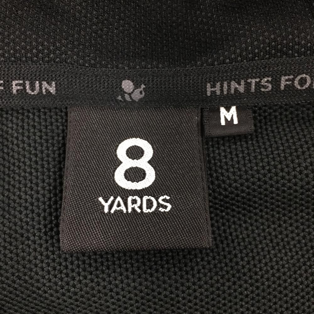 美品　8YARDS ハチヤーズ パーカー ニット ジップ フード ゴルフウェア 美品】ハチヤーズ ジップパーカー 黒×白 袖ロゴ ジャケット メンズ M