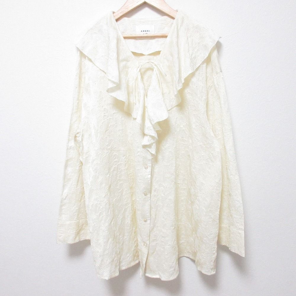 美品 24SS AMERI アメリ 2WAY EMBROIDERY RUFFLE BLOUSE 長袖 ブラウス 