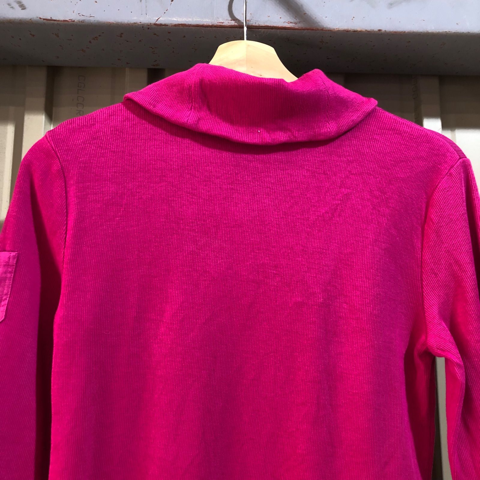 ラルフローレン】ショールカラーニット エルボーパッチ ウール ピンク