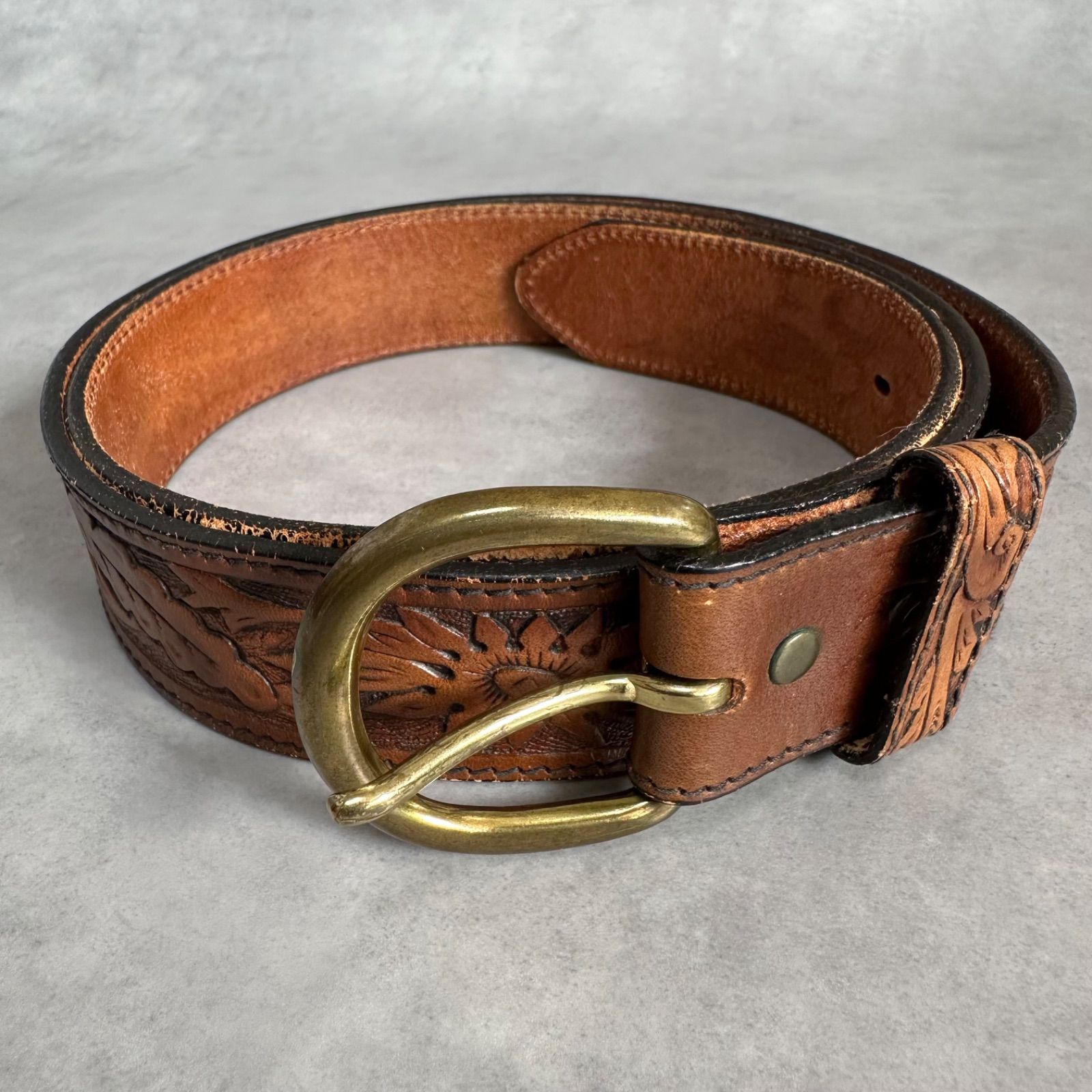 SILVER CREEK COLLECTION 本革 カービング レザーベルト USA系