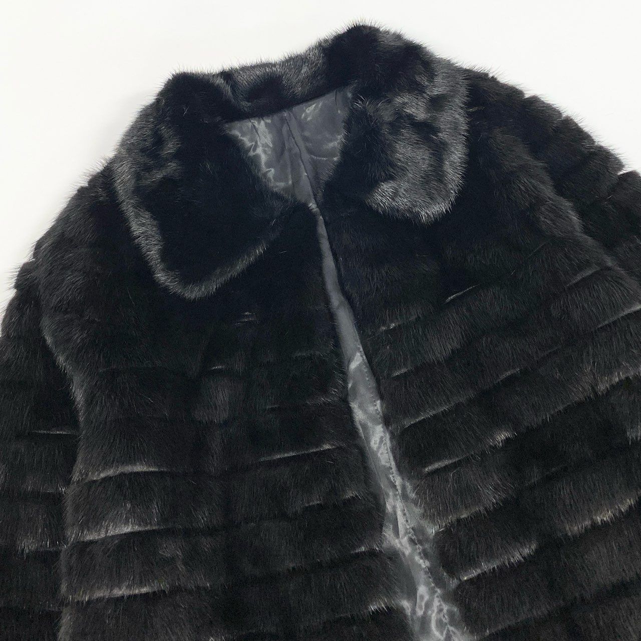 23a21 ダークミンク ファーコート サイズL ブラック 本毛皮 Black Mink