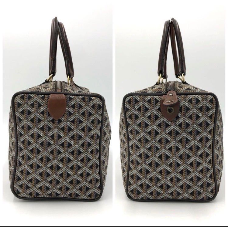 美品】OLD ゴヤール ミニボストンバッグ ヘリンボーン レザー ゴールド 