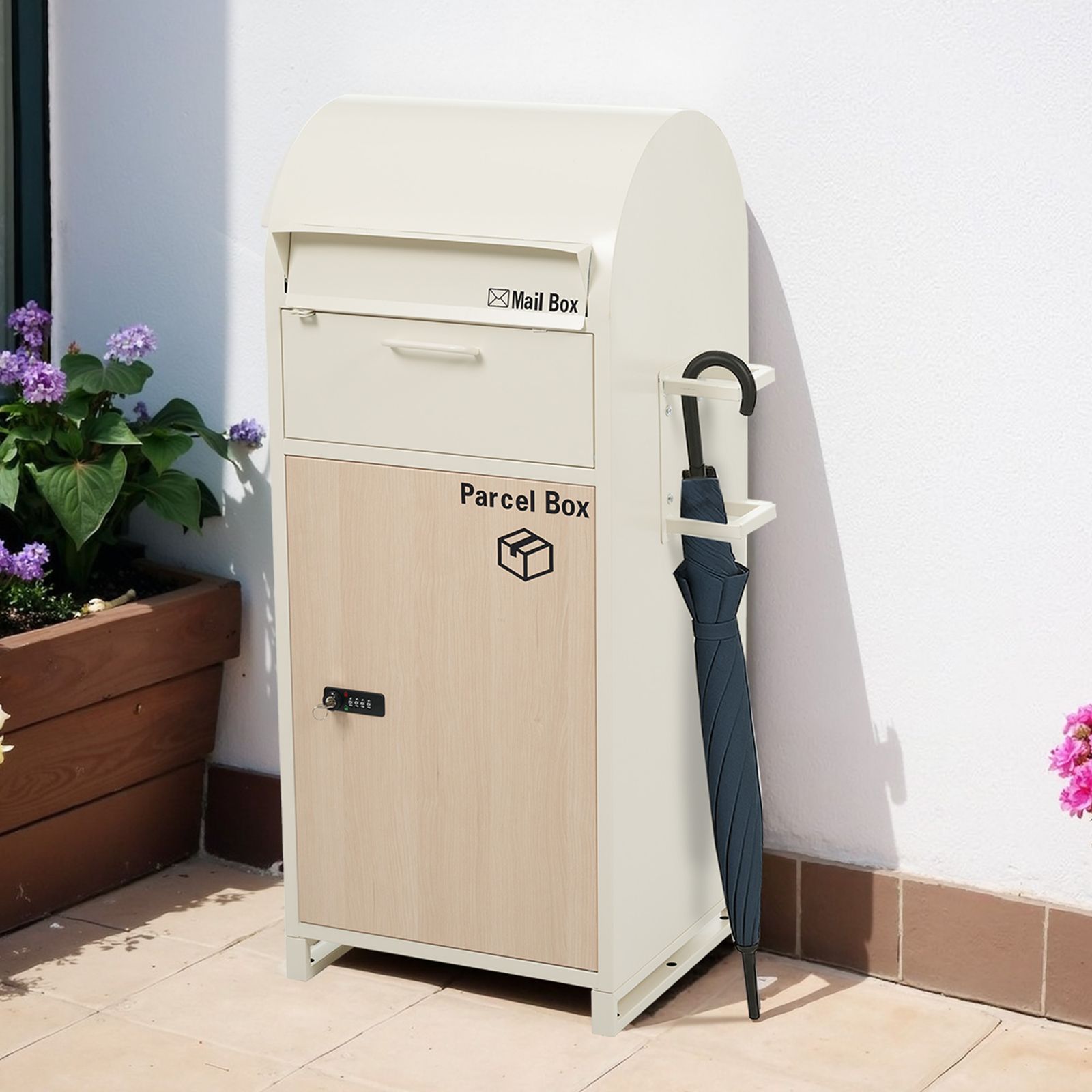 訳あり新品ポスト 置き型 ほぼ完成品 傘立て付き ポスト付き1392-200 ポスト 置き型 ほぼ完成品 傘立て付き ポスト付き 宅配ボックス付き