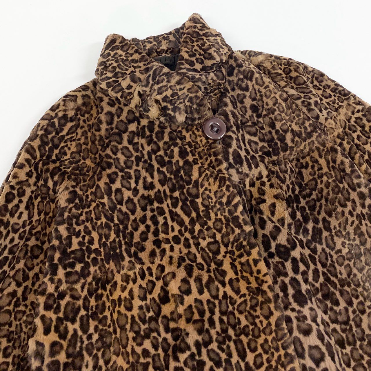 23a21 EMBA エンバ レオパード染め シェアードミンク ロングコート