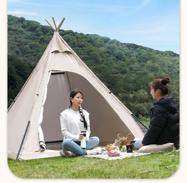 大好評 4人 ピラミッドテント 防水 耐風 通気 日焼け防止 簡単設営 四季適用