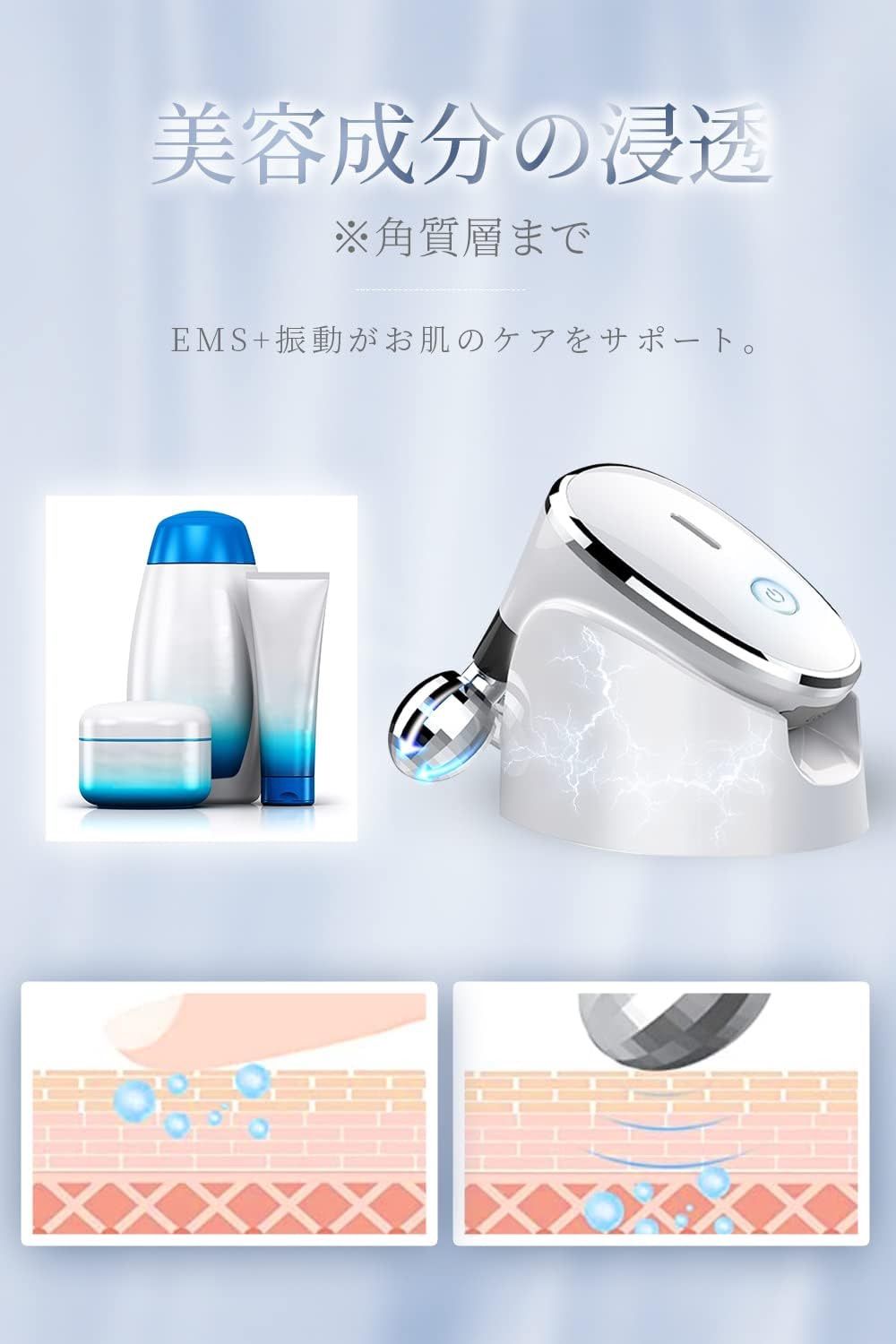 美顔ローラー 美顔器 EMS 美容ローラー IPX5防水 コロコロ 自宅エステ
