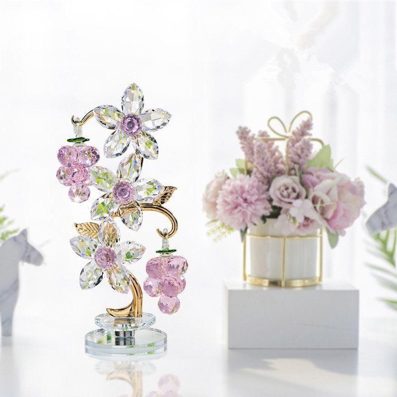 超 K9水晶ぶどうの木置物B1206 YS 168C