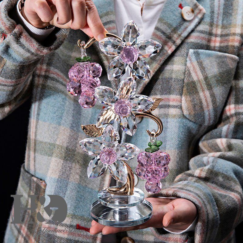  超 K9水晶ぶどうの木置物B1206 YS 168C インテリアコレクション 置物 インテリア小物