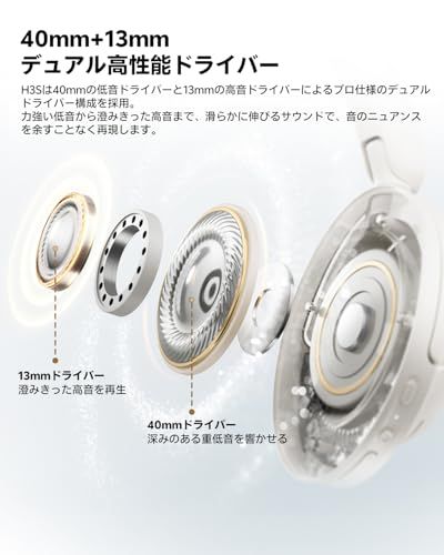 VGP 2026 受賞 QCY H 3 S ヘッドホン ワイヤレスヘッドホン Bluetooth 6.0 ノイズキャンセリング 有線|無線ハイレゾ 56 dBノイズキャンセリング 360°空間オーディオ 最大102時間連続再生 外音取り込み クリアな c 8 b cfdc