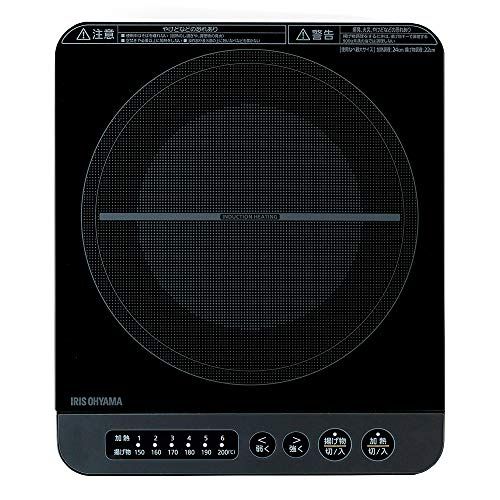 アイリスオーヤマ クッキングヒーター IHコンロ 1400 W 卓上 小型 6段階火力調整 揚げ物 デザイン 簡単お手入れ 1口 IHクッキングヒーター 一人暮らし 二人暮らし 買い足し 家庭用 IHK-T 37-B ブラック f 22 de 78 b