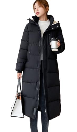 Sulliwayu ロングコート レディース 冬 中綿 コート アウター ベンチコート フード付き 大きいサイズ カジュアル シンプル ロング丈 中綿入り 厚手 あったか 防寒 秋冬 2032 eeb 9