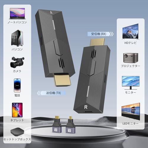  2025最新 ワイヤレスHDMI 送受信機 HDMI無線 30 m無線伝送 1080 P解像度 サポート2 4 G 5 WIFI 設定不要 低遅延 無線化 便携型 無線接続 音画同期 TV PC MAC Laptop対応 日本技適認証取得 c 8620353 その他 キッチン 食器