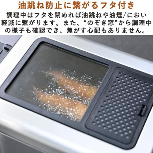  山善 フライヤー 家庭用 電気フライヤー 卓上 865 ml 少ない油で揚げられる 使用油量約40％削減 温度調節機能 1000 W ローオイルフライヤー 油切り網付き シルバー YAG L 100 S 1 d 71 b 770 その他 キッチン 食器