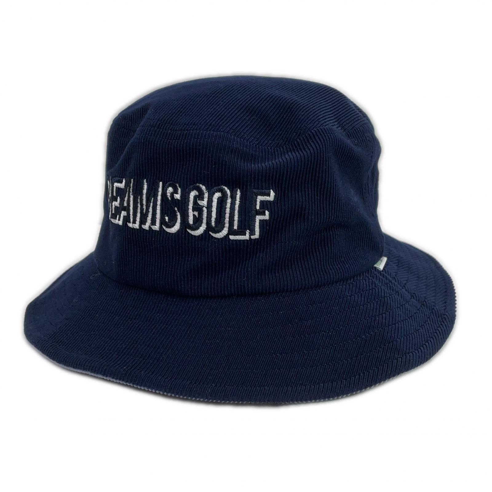 中古 ビームスゴルフ BEAMSGOLF バケットハット 59cm ネイビー 紺 コーデュロイ シャドーロゴ