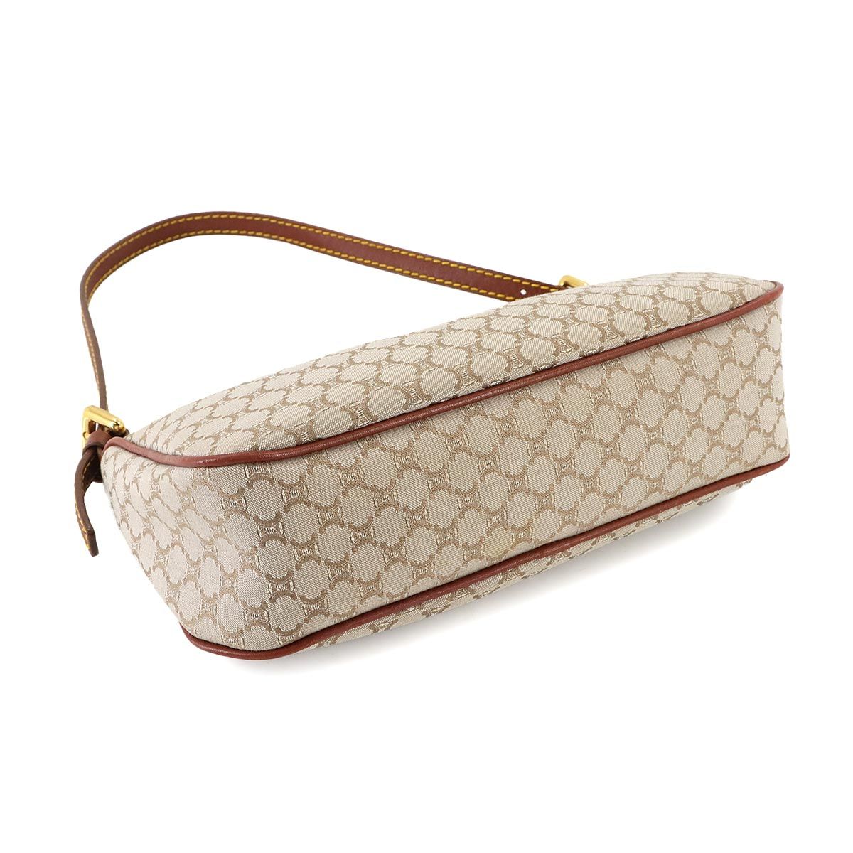 セリーヌ CELINE マカダム ハンド バッグ キャンバス レザー ベージュ