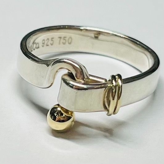 大特価】Tiffany&Co ティファニー リング フック＆アイ 750 SV925 16号