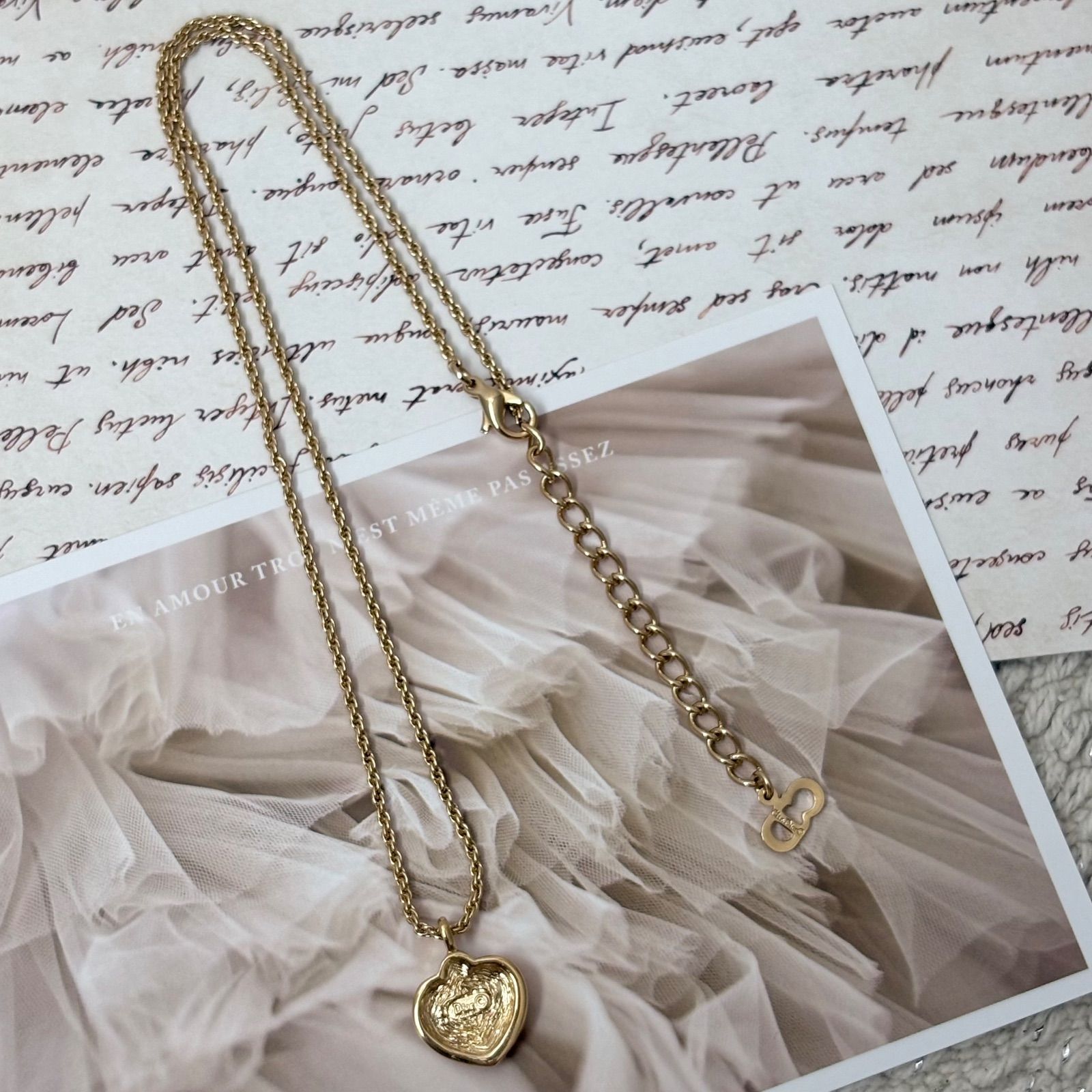 【美品】CHRISTIAN Dior ハート型ペンダント ゴールドネックレス Christian Dior（クリスチャン・ディオール） ネックレス ハート