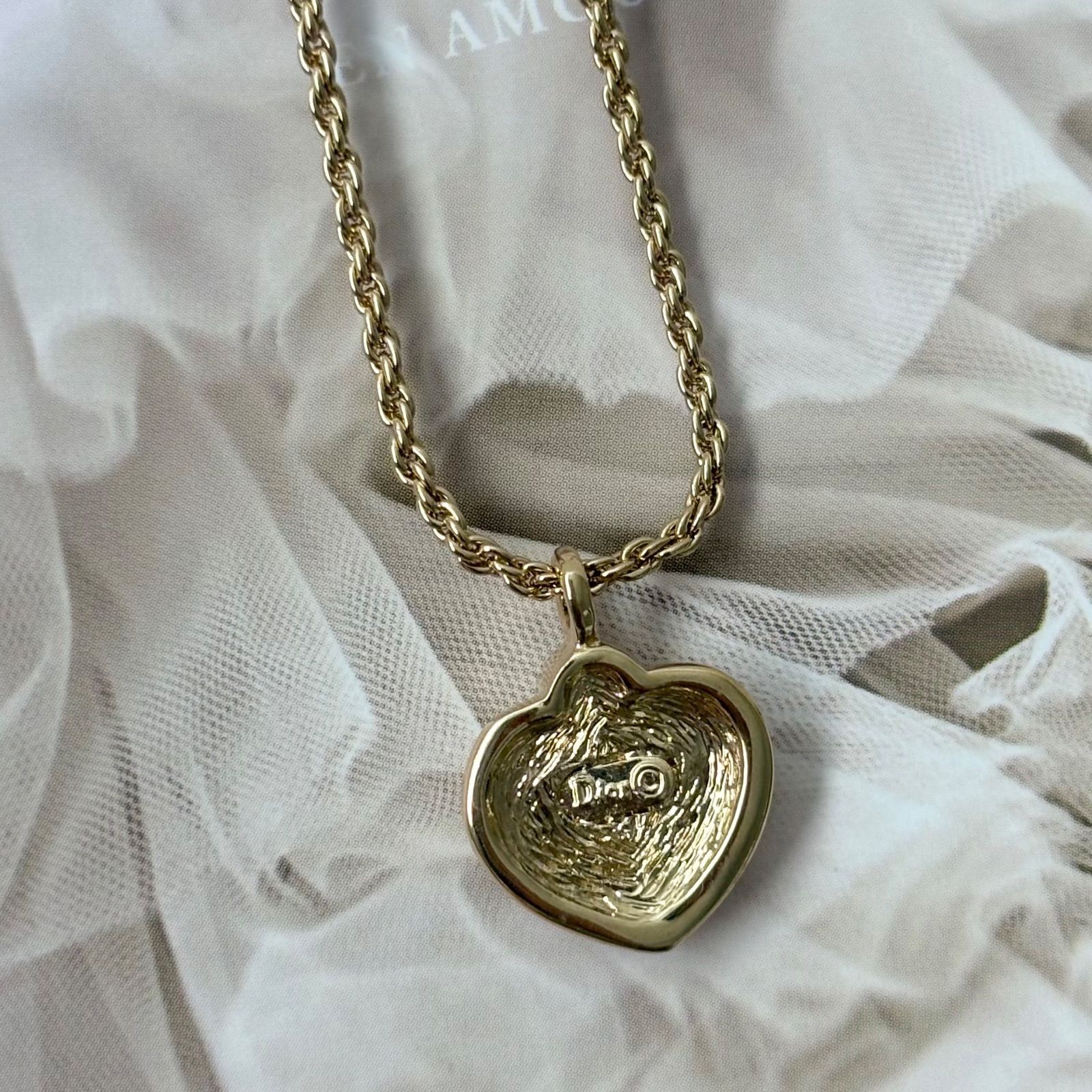 美品】クリスチャン ディオール ハート ネックレス ペンダント GP