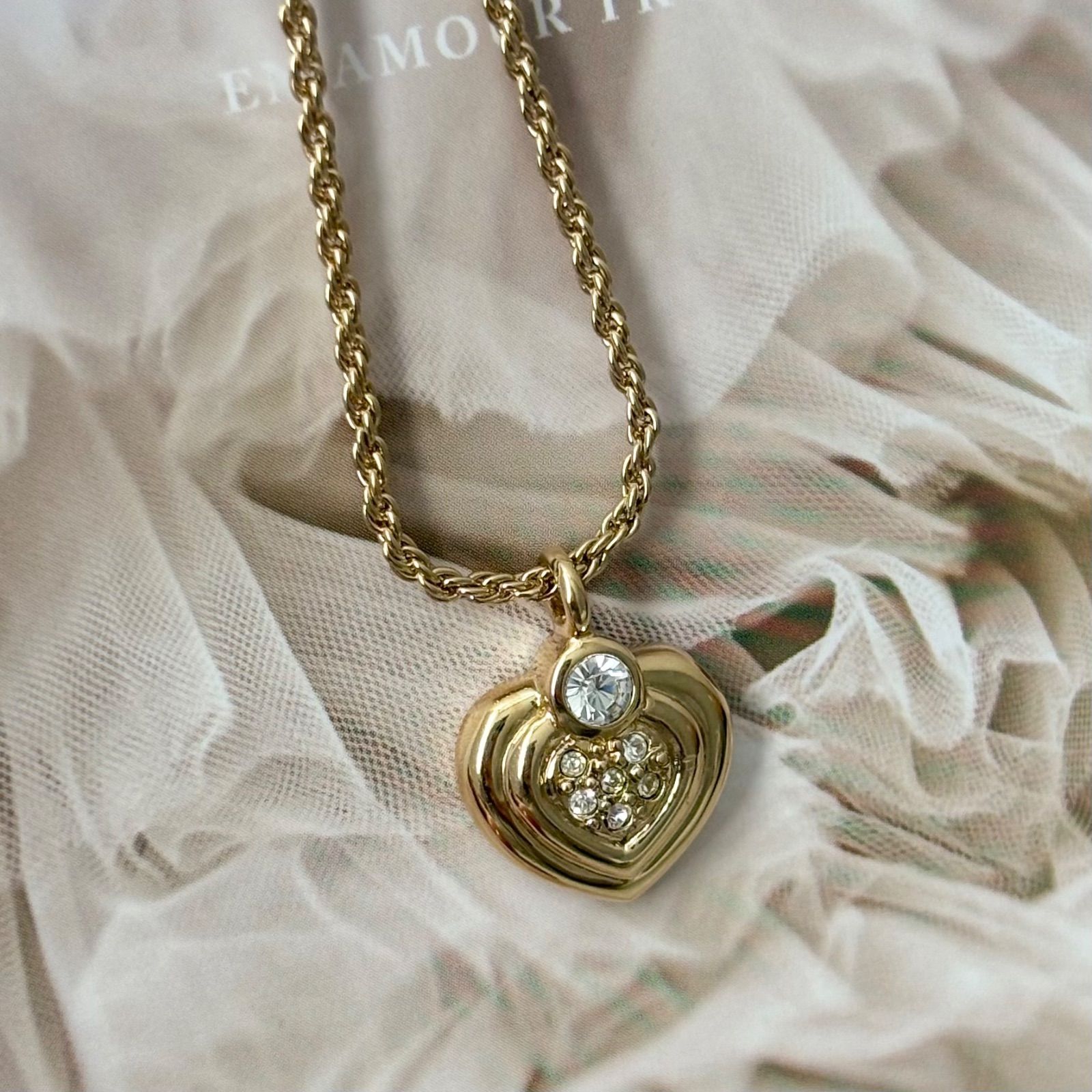 美品】クリスチャン ディオール ハート ネックレス ペンダント GP