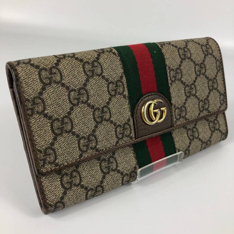 美品　GUCCI 長財布 ラウンドファスナー シェリーライン GGスプリーム 新品同様 グッチ GUCCI 財布 長財布 GGスプリーム シェリーライン
