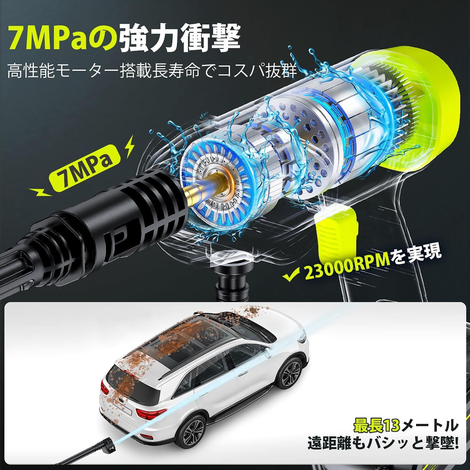 Zyvrex 高圧洗浄機 コードレス 充電式【2025年新登場革新6in1ノズル 50