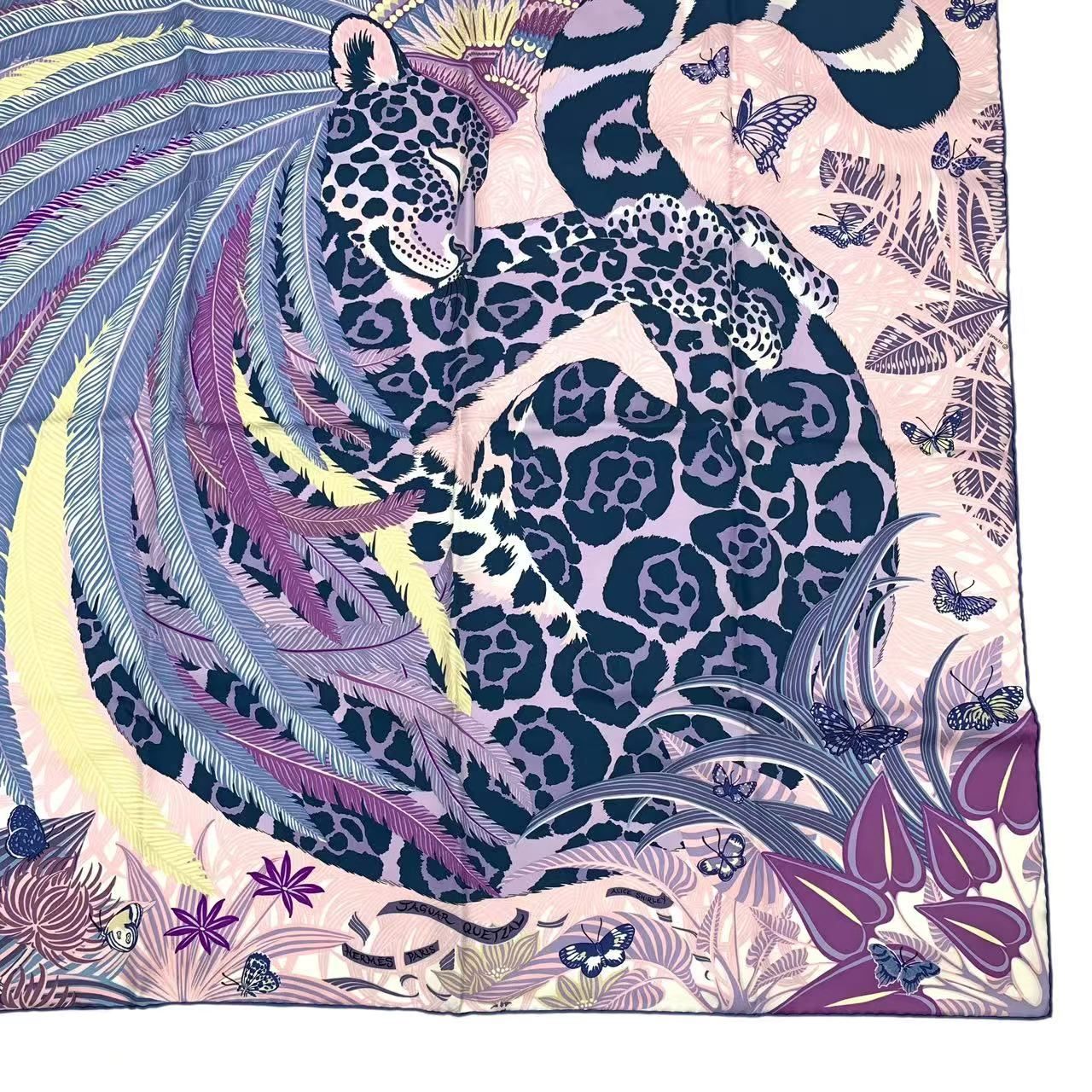 レア 希少 未使用品 HERMES エルメス カレ90 スカーフ シルク JAGUAR