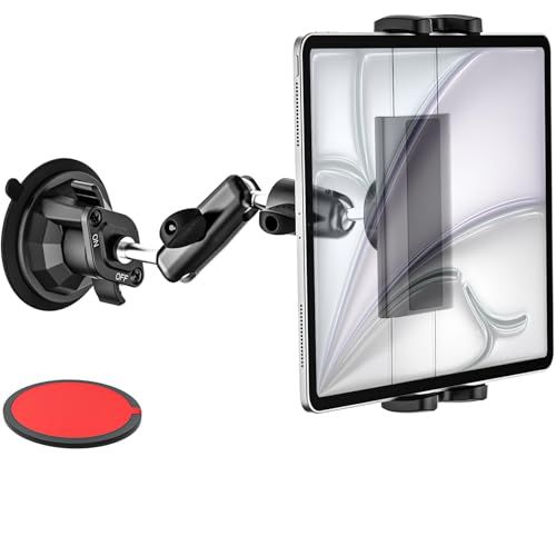 2025最新進化 Dosvsi タブレットホルダー 車載 フロントガラス?ダッシュボード用 強力な真空吸盤 タブレットスタンド 車窓 ipadホルダー 頑丈な金属アーム 車載スマホホルダー 安定性 自由調節 360°回転 取付簡単 9 f 33 a 810