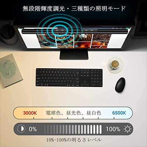 Quntis デスクライト USBライト モニターライト 52 cm バーライト 掛け式ライト 自動調光厚さ0.7 cm?3.5 cmのモニターに対応 Ra>95 目に優しい 無段階色温度と輝度調整 PC作業|読書|譜面台|ネトゲ廃人に対応 1 effbc 3 e