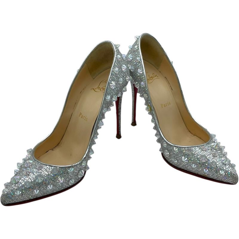 Christian Louboutin ルブタン 靴 シルバー 35 22cm クリスチャン・ルブタン Christian louboutin クリスタルスタッズ