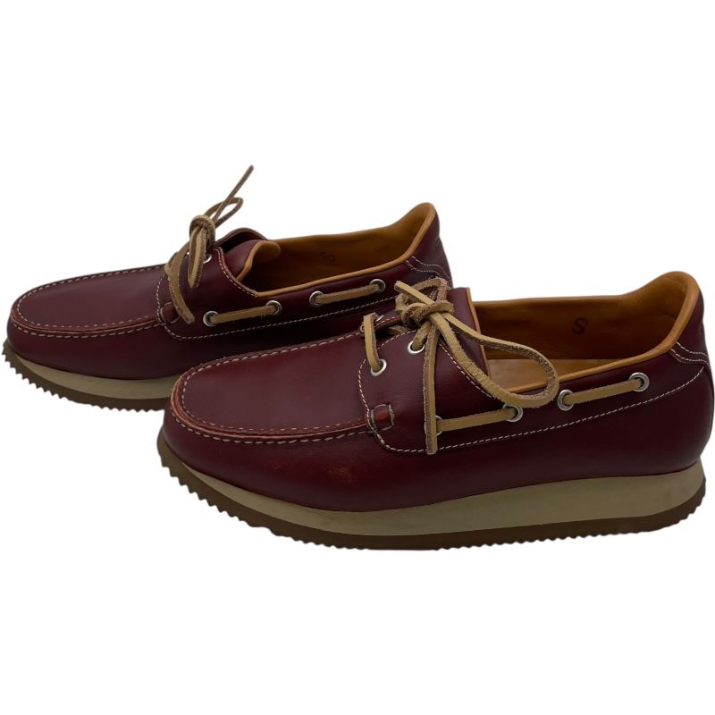 エルメス　デッキシューズ　ヴィンテージ エルメス HERMES レザーデッキシューズ ボルドー レザー メンズ デッキ