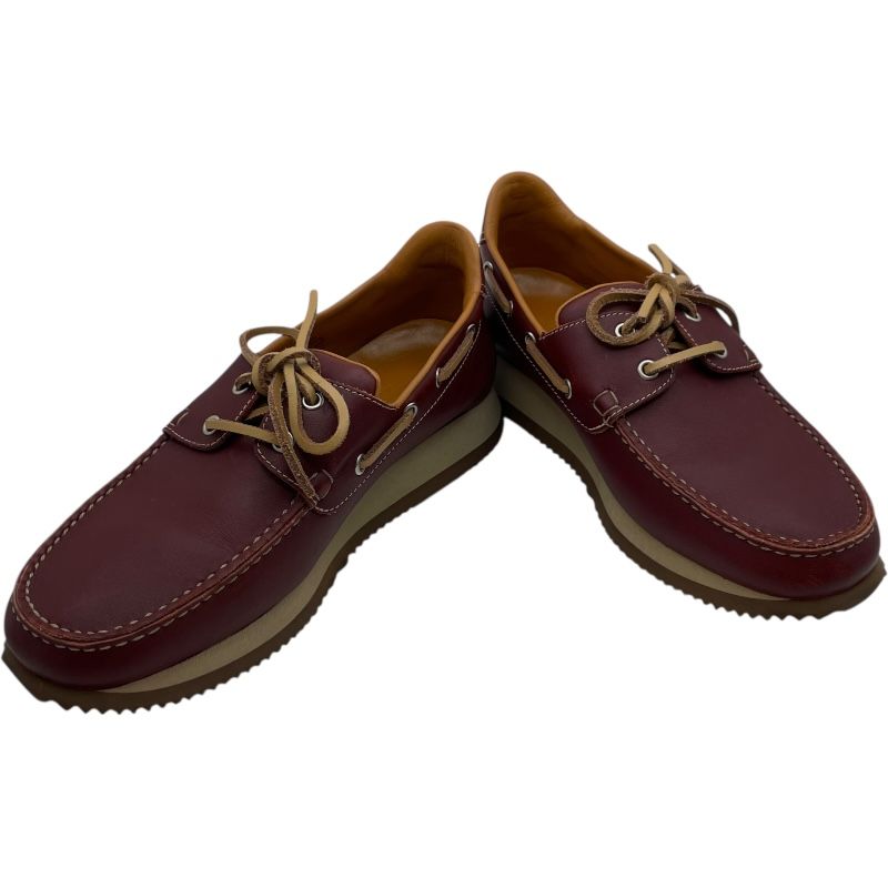 HERMES エルメスデッキシューズ エルメス HERMES レザーデッキシューズ ボルドー レザー メンズ デッキ