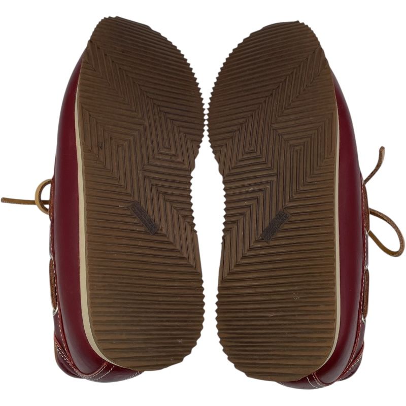 エルメス HERMES レザーデッキシューズ ボルドー レザー メンズ デッキ