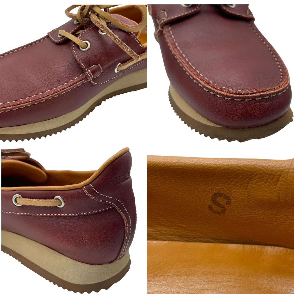エルメス　デッキシューズ　ヴィンテージ エルメス HERMES レザーデッキシューズ ボルドー レザー メンズ デッキ