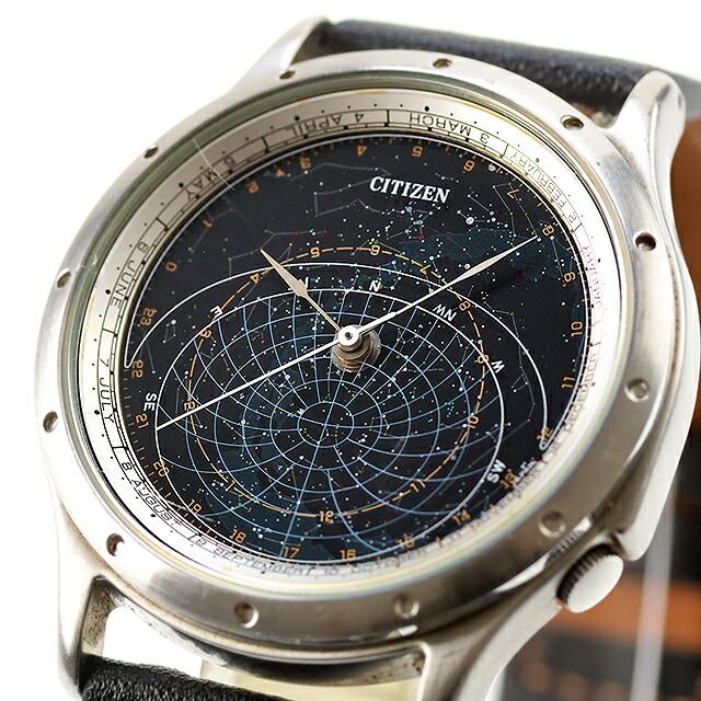 シチズン CITIZEN 腕時計 メンズ LHP46-0226 SS コスモサイン 初期モデル ライトハウス 北緯35度星座盤 天文 クオーツ ブラックxブラック アナログ表示 シチズン CITIZEN 腕時計 メンズ LHP46-0226 SS コスモサイン 初期