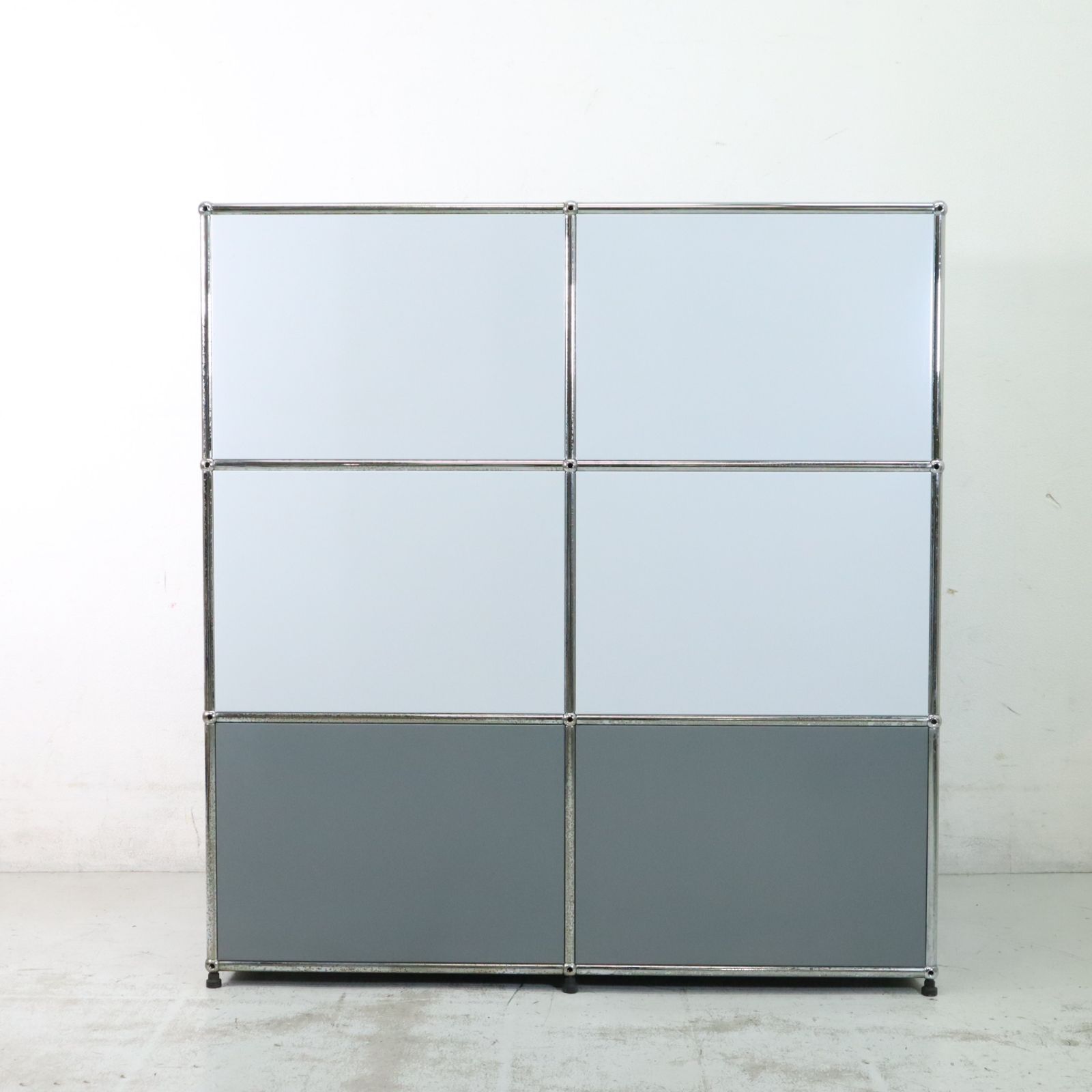 USMハラー キャビネット 2列3段 オープン+引き出しファイル収納 鍵付き