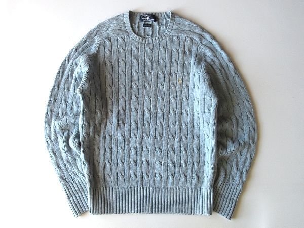 【90‘s vintage】ローレンラルフローレン　コットンケーブルニット　刺繍 楽天市場】90s POLO RALPH LAUREN コットン ケーブル ニット セーター
