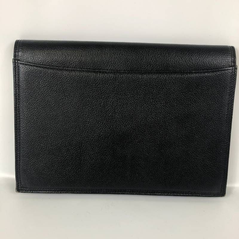 美品 イブサンローラン クラッチバッグ カサンドラロゴ レザー 黒