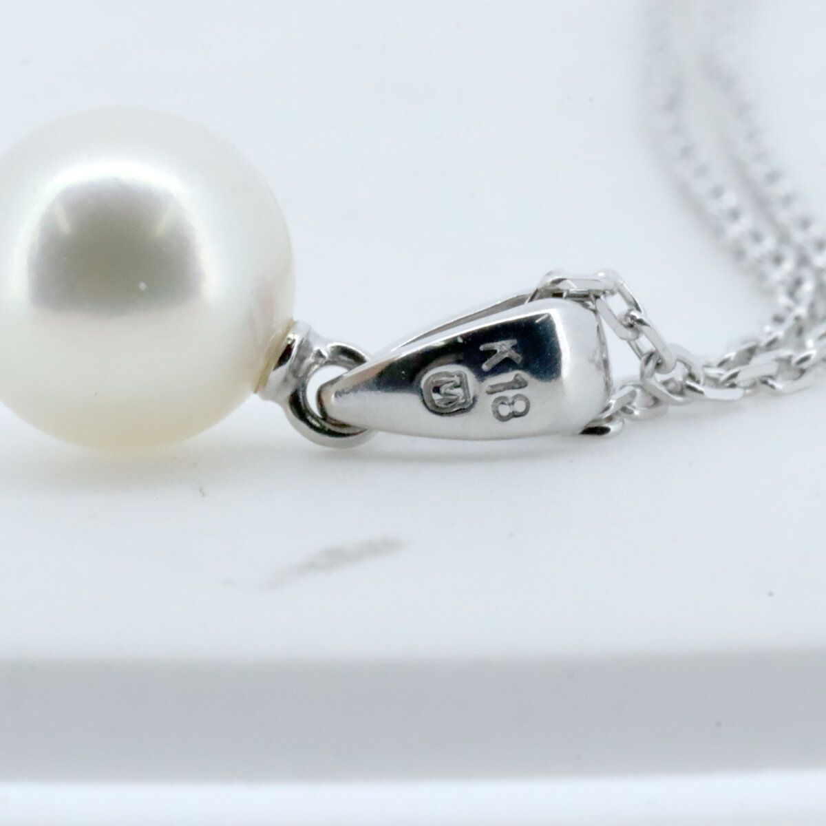 ミキモト パール ネックレス 7.3ミリ 一粒真珠 K18WG(18金 ホワイト