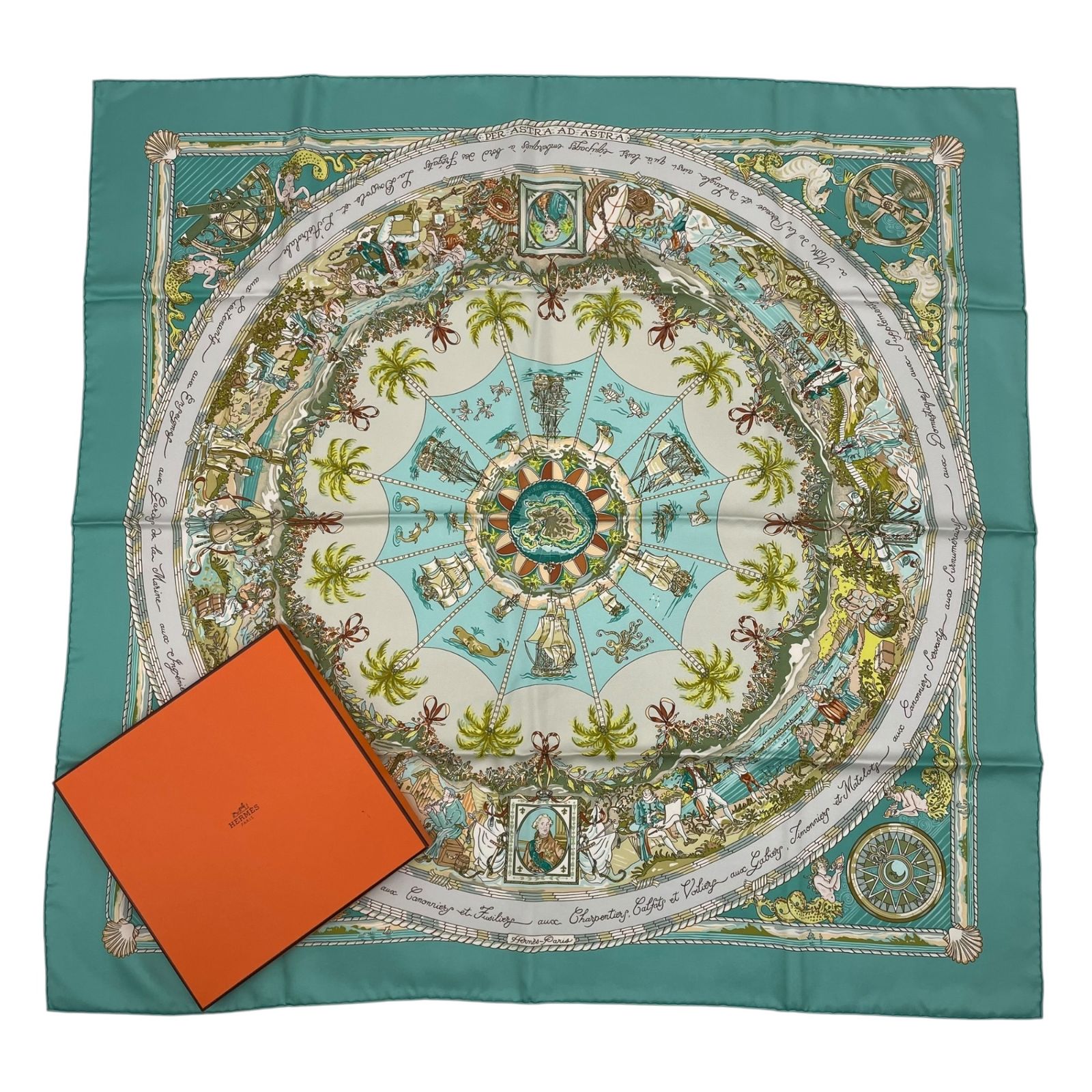 新品同様 HERMES エルメス スカーフ カレ90 シルク100％ PER ASTRA 
