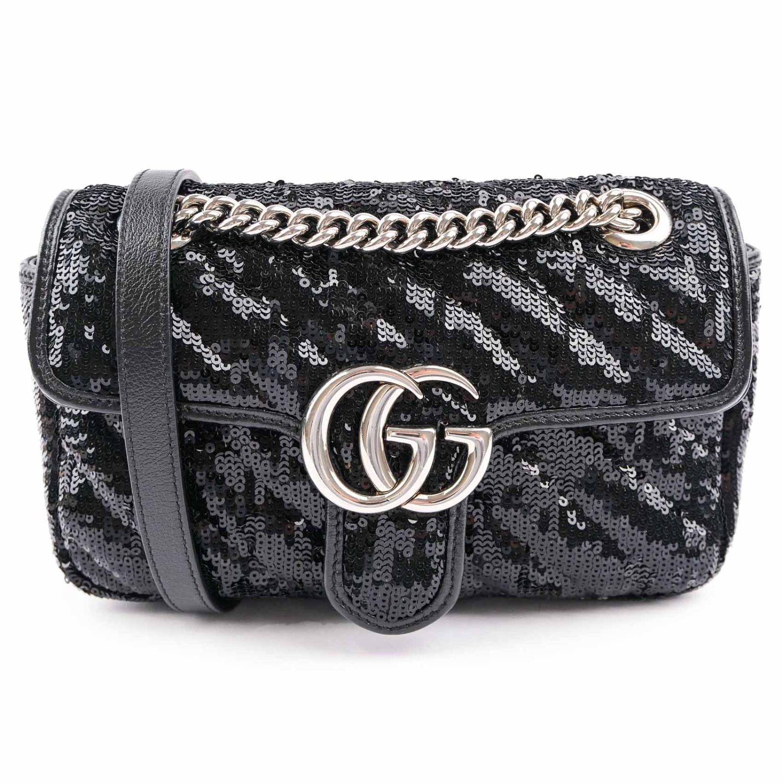 中古】GUCCI グッチ GGマーモント 446744 スパンコールxレザー 