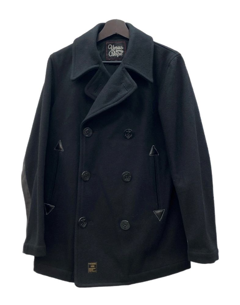 アベイシングエイプ　ピーコート　裏地カモ総柄　エイプスター　ロゴボタン　ネイビー アベイシングエイプ ピーコート 裏地カモ総柄 エイプスター ロゴボタン