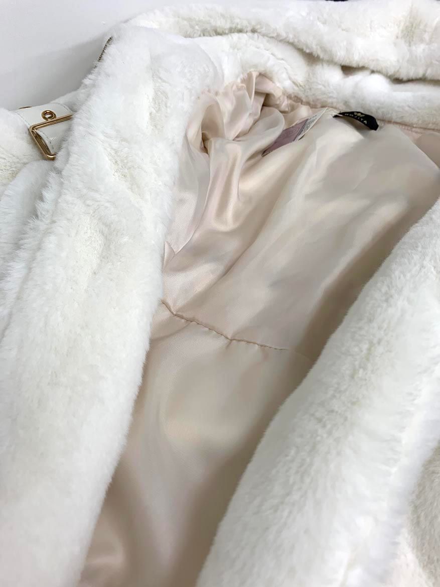 新品 ROJITA ロジータ 1245565 ウエスト飾りベルトファー コート sizeF