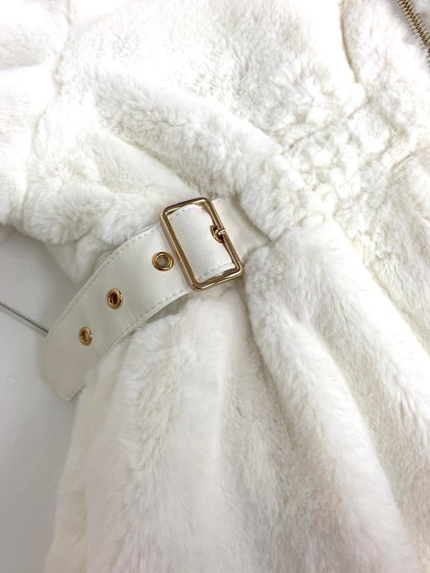 新品 ROJITA ロジータ 1245565 ウエスト飾りベルトファー コート sizeF