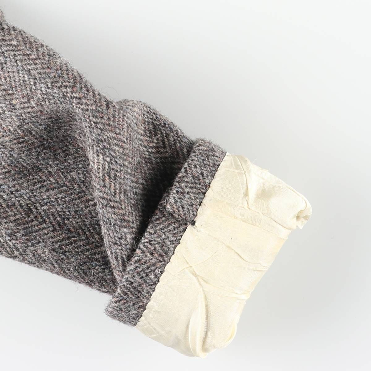 古着 ハリスツイード Harris Tweed ストライプ柄 ヘリンボーン ウール 