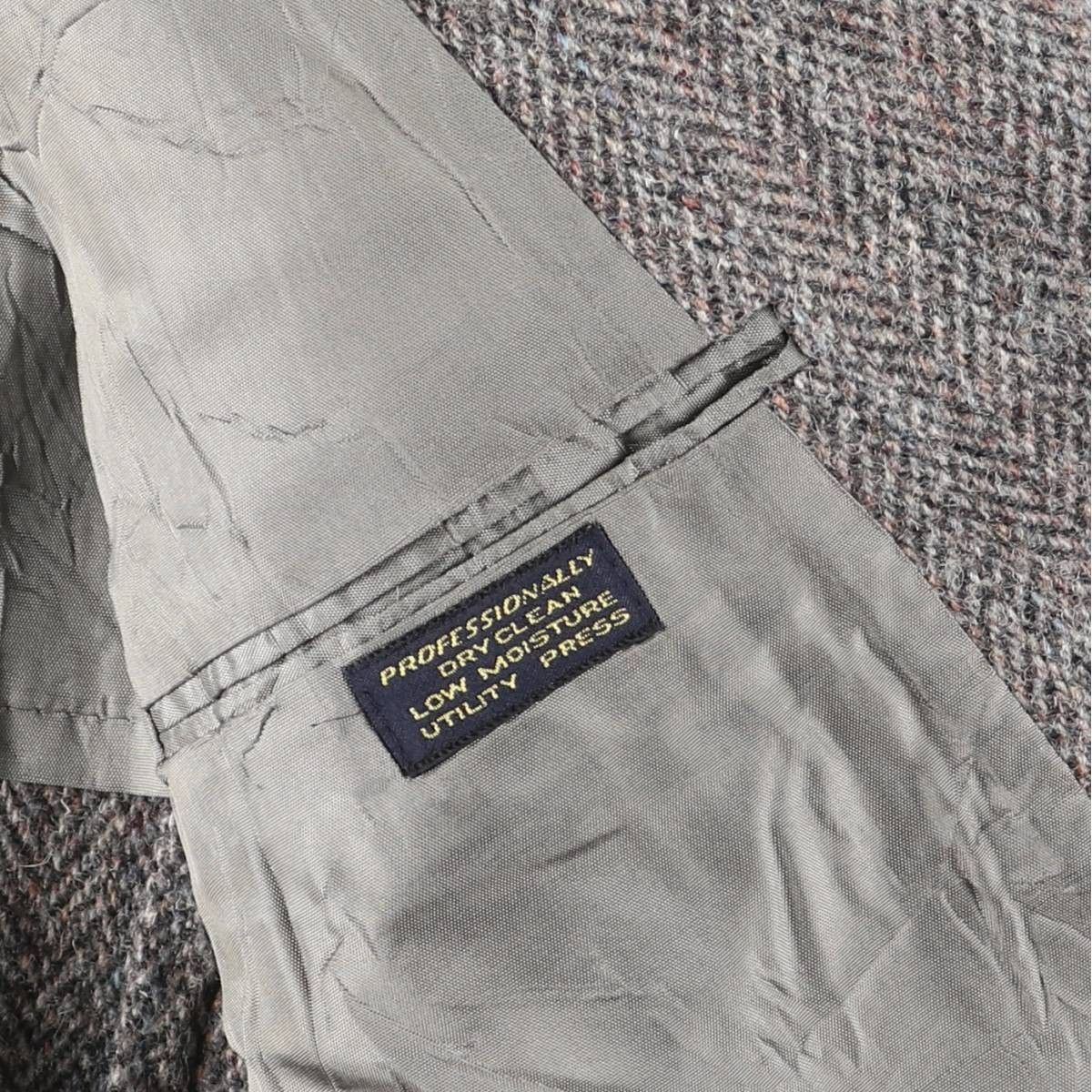 古着 ハリスツイード Harris Tweed ストライプ柄 ヘリンボーン ウール 