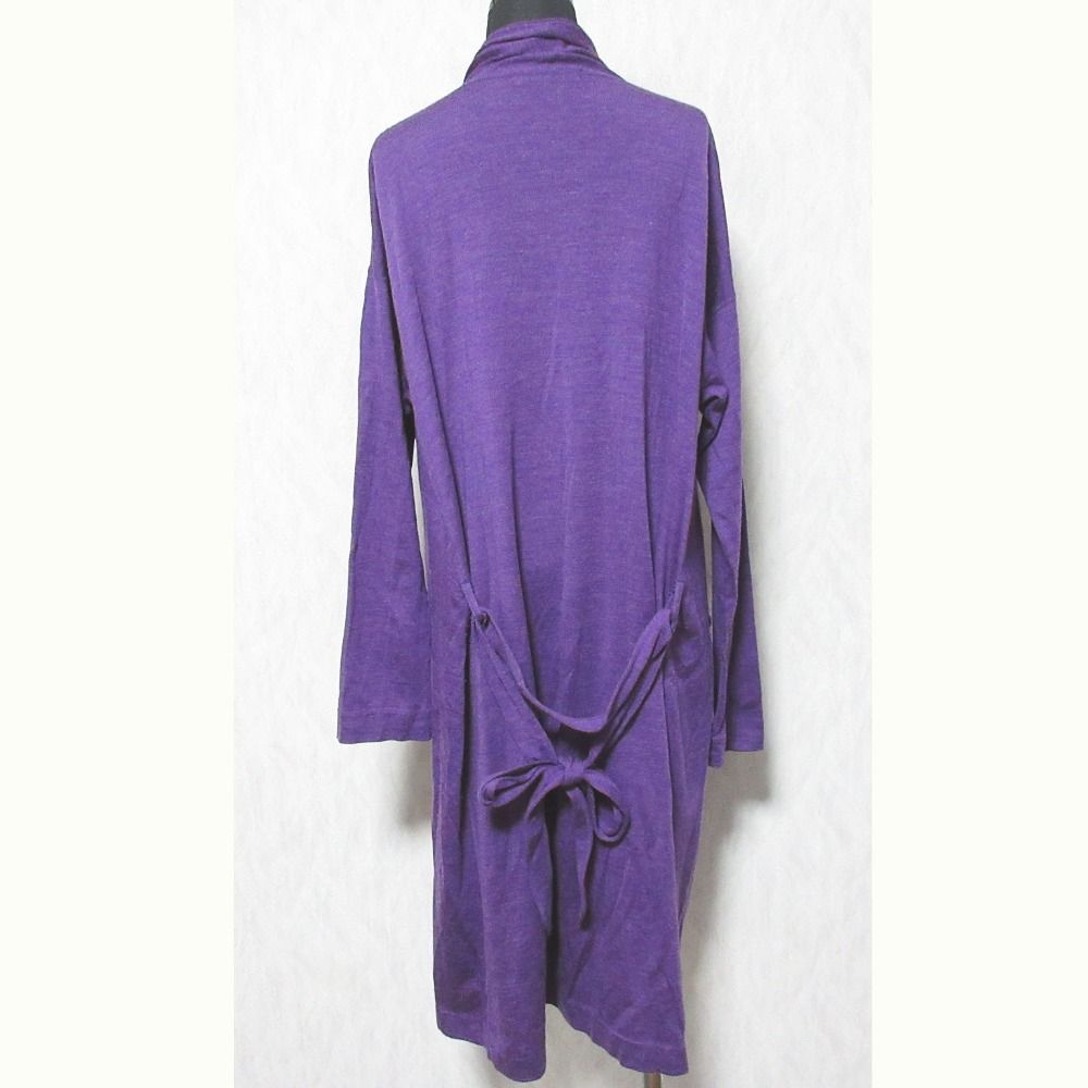 45rpm ku・Ra • si ウール ロング ガウン カーディガン 45rpm ku•ra•si ロングカーディガン ベルト付き パープル ウール 45rpm